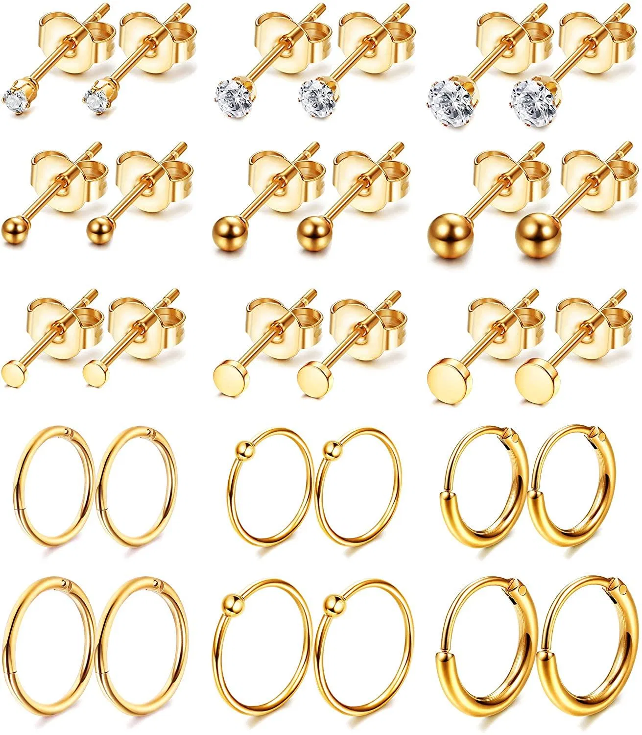 Knorpel-Ohrringe für Männer Frauen Edelstahl Flat Ball CZ Stud Ohrringe Hoop Tragus Helix Knorpel Piercing