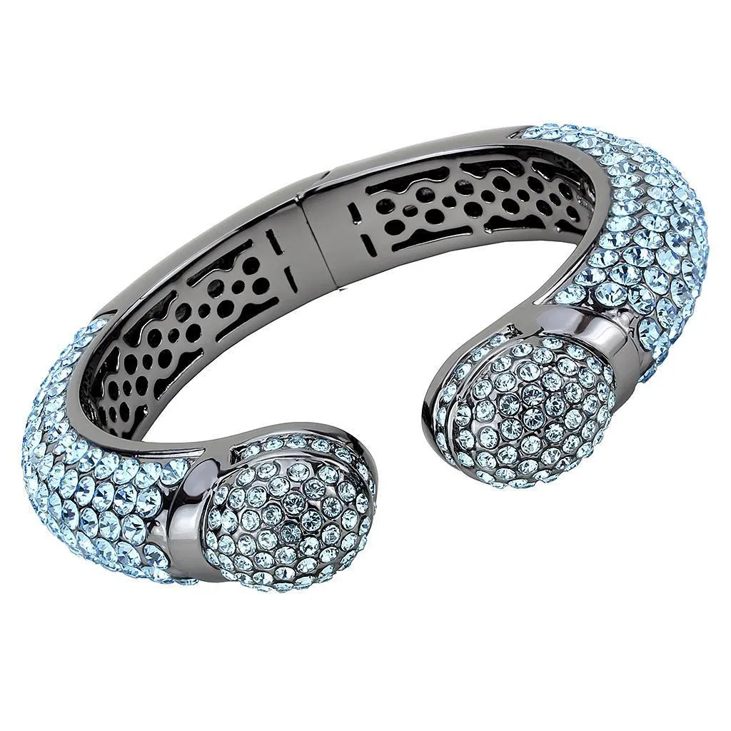 LO4289 - TIN Cobalt Schwarz Brass Armband mit Top-Grade - Kristall in Meerblau