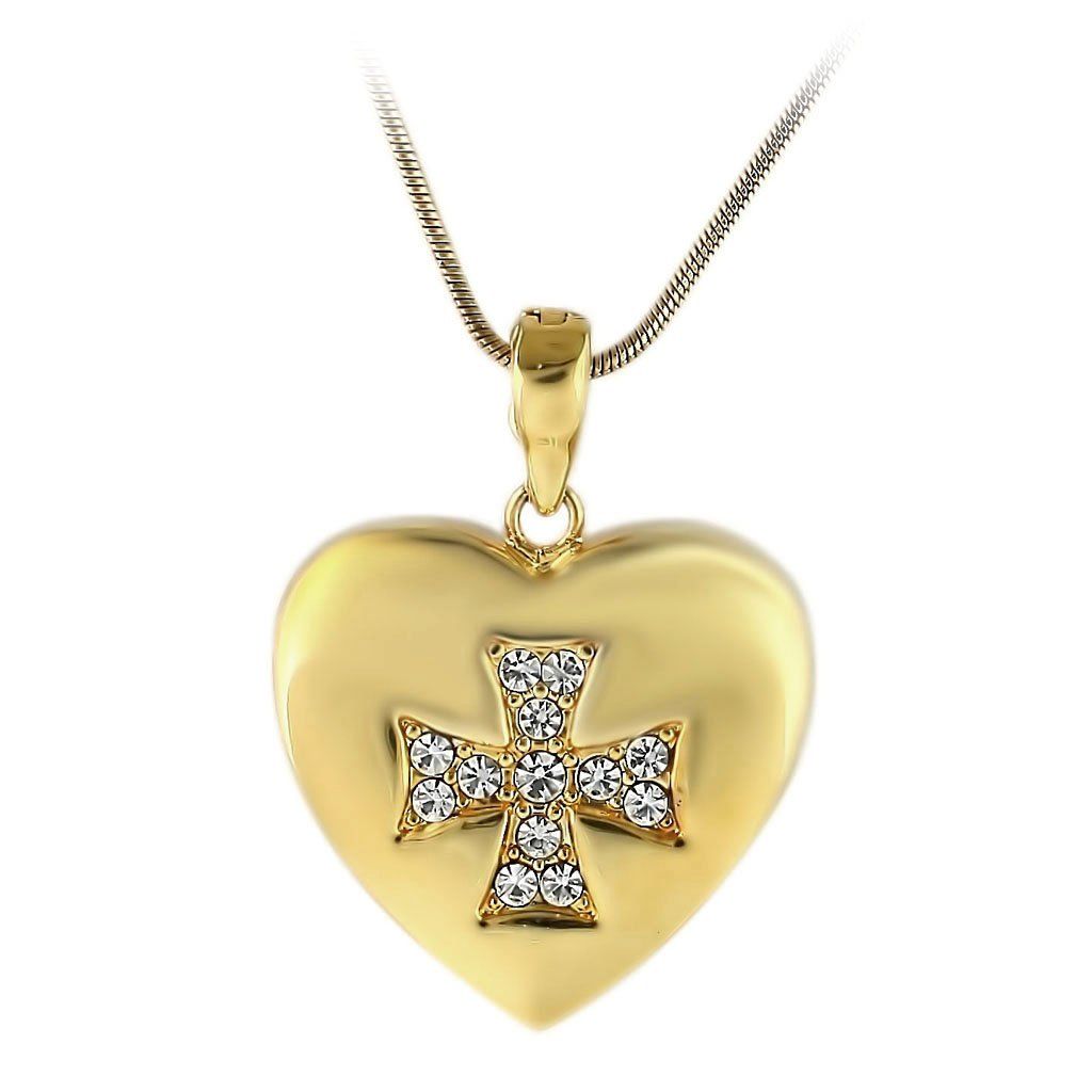 LO1183 - Gold-Messing - Anhänger mit Top-Grade - Kristall in Clear