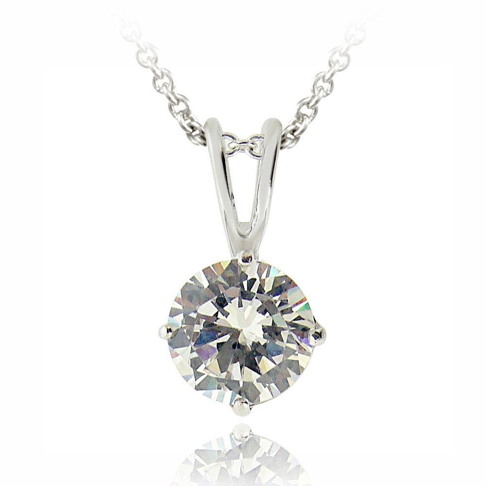Silberton 1,25ct CZ Runde Solitaire Halskette, 7mm