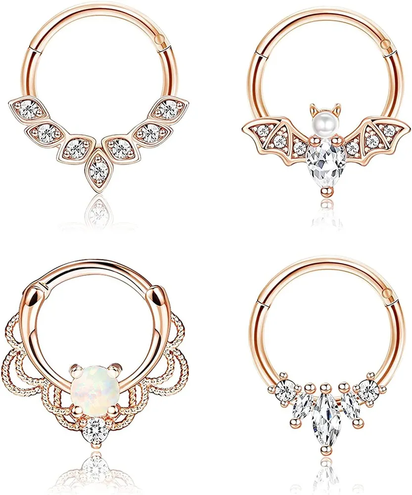 16G Septum Ringe Süße Opal Knorpel Ohrringe Chirurgische Nasen Ringe Hoop Tragus Helix Rook Daith Bat Jewel Zentrum Hinge Ring für Ohr Nasen Piercing Schmuck