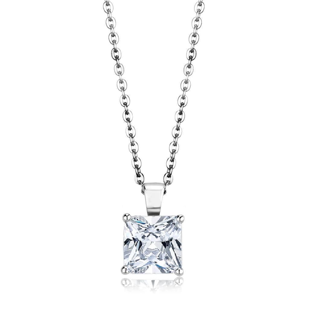 LO4173 - Rhodium-Brass - Kettenhänger mit AAA-Klasse CZ in Clear