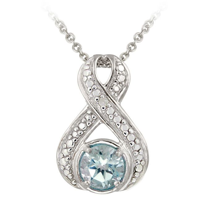 Sterling Silber Blau Topaz & Diamant Akzent Twist Anhänger