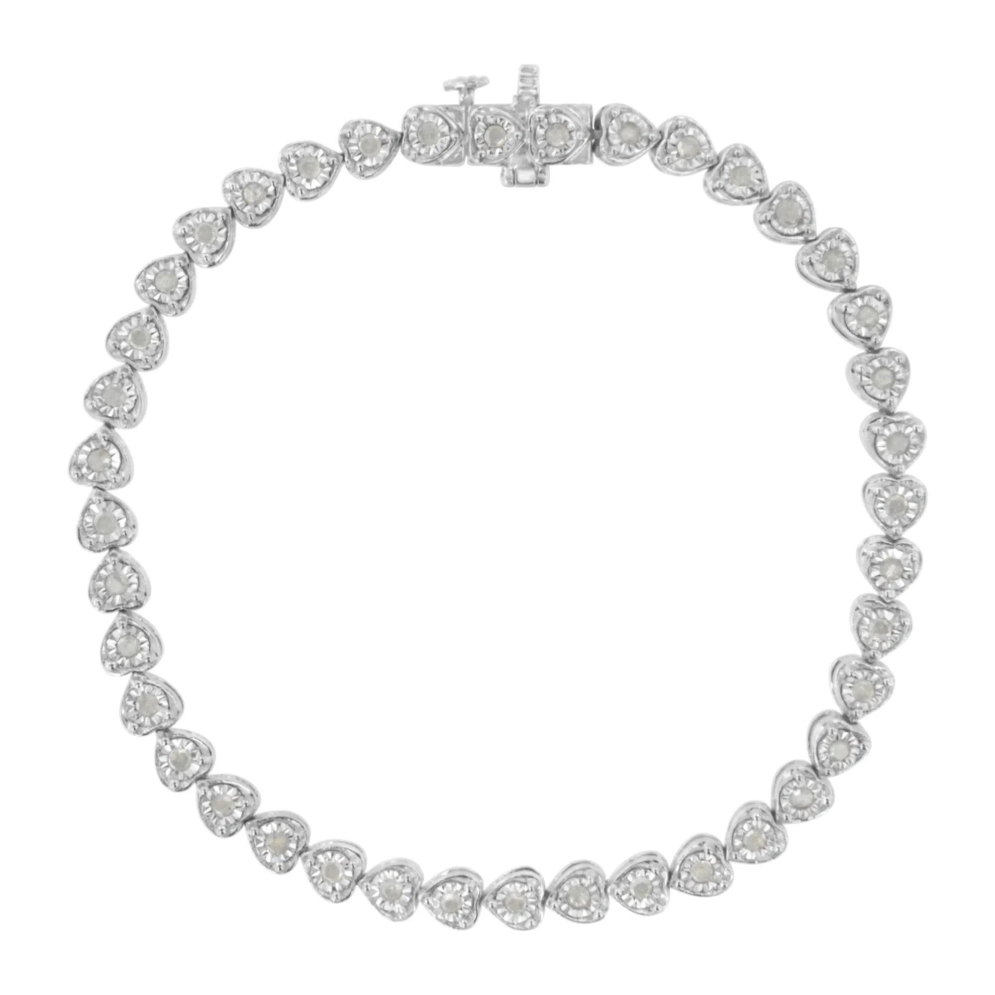 .925 Sterling Silver 1.0 Cttw Miracle Set Diamant Heart-Link 7