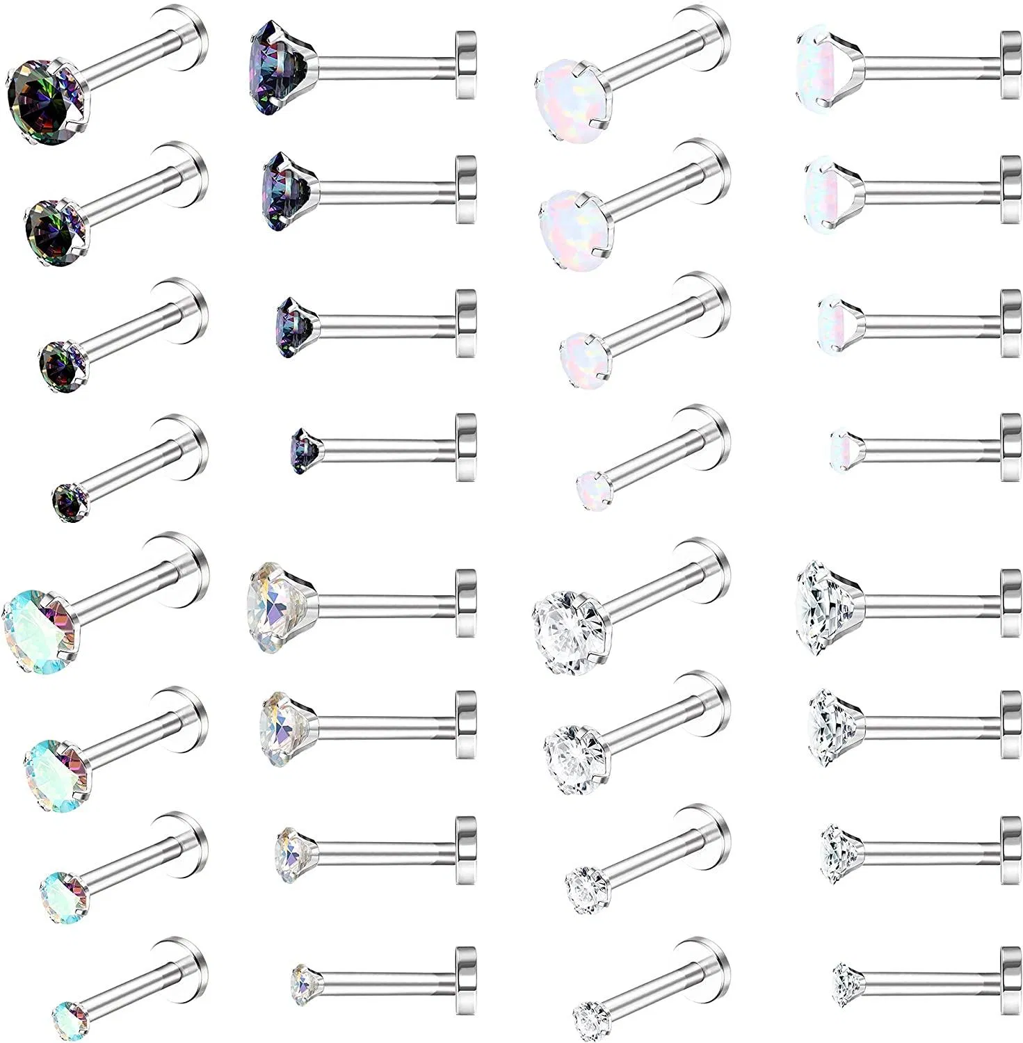 16Paare Lippenringe für Frauen Männer 16G Edelstahl Labret Studs Knorpel Vorwärts Helix Tragus Ohrringe Medusa Monroe Lippenring Piercing