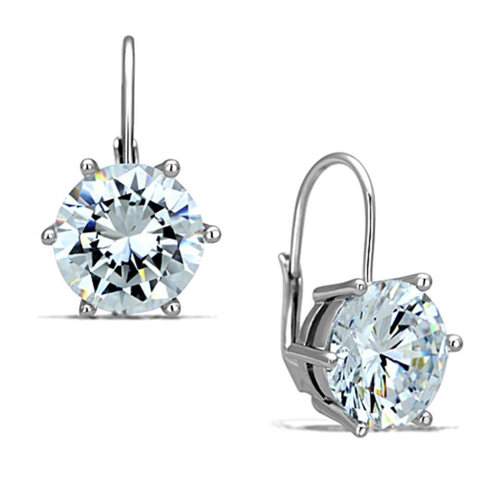 3W701 - Rhodium-Messing - Ohrringe mit AAA-Klasse CZ in Clear