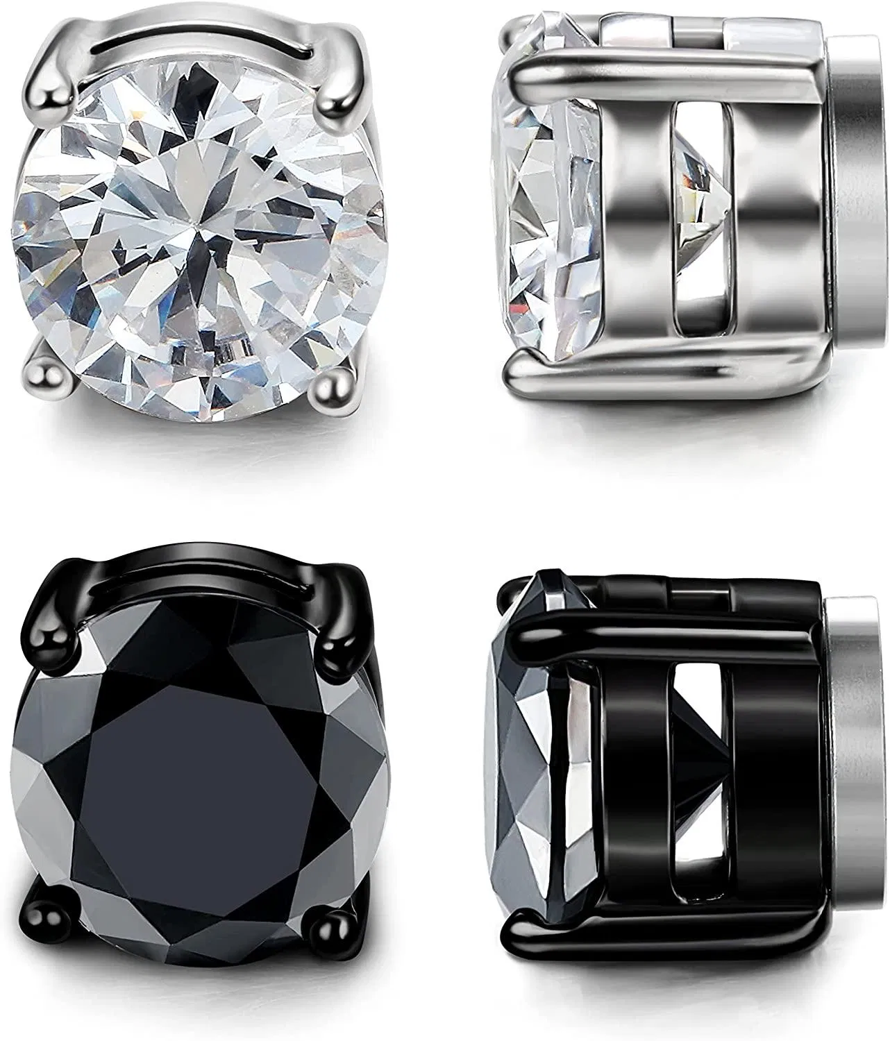 Edelstahl magnetische Stud Ohrringe für Männer Frauen Unisex Cubic Zirkonia Inlaid 8MM