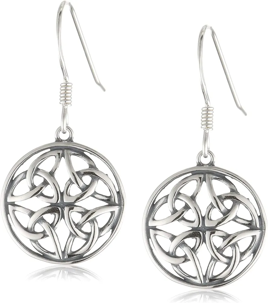 Amazon Collection Sterling Silver Celtic Knot Round Drop Wire Ohrringe