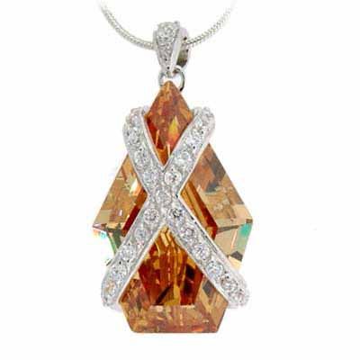 Sterling Silber simulierter Diamant CZ X und Champagner Cubic Zirkonia Anhänger