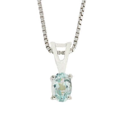 Sterling Silver Prong Set Echtes Blau Topaz Kleine Oval Anhänger