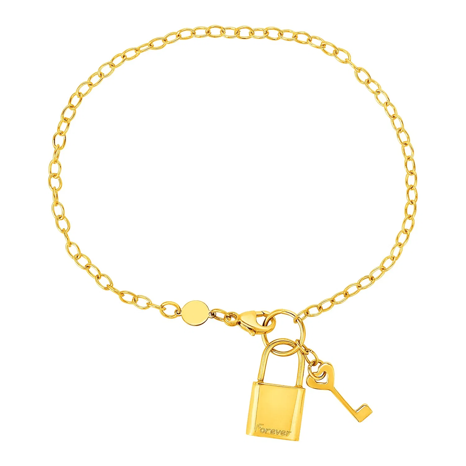 Armband mit Schloss und Schlüssel in 14 Karat gelbem Gold
