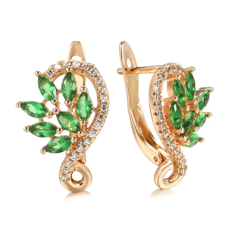 Neue Mode Zirkon Ohrringe einfache Blumen und Pflanzen