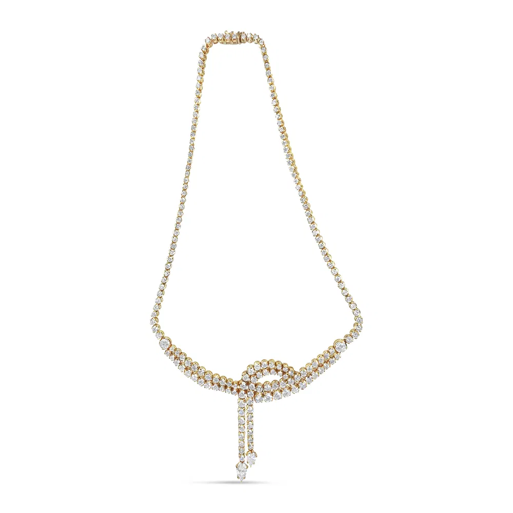 14 Karat Gelbgold 17,0 Cttw Diamant Doppelreihe Lariat 18