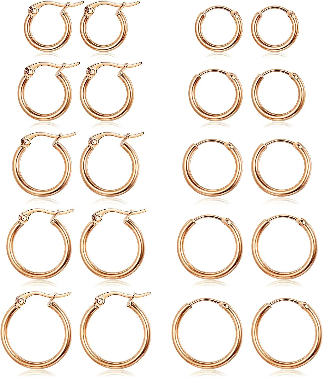 Paare Rostloser Hoop Ohrringe für Frauen Latchback Endloser kleiner Hoop Ohrringe Set süßer Huggie Goldplated Knorpel Ohrringe