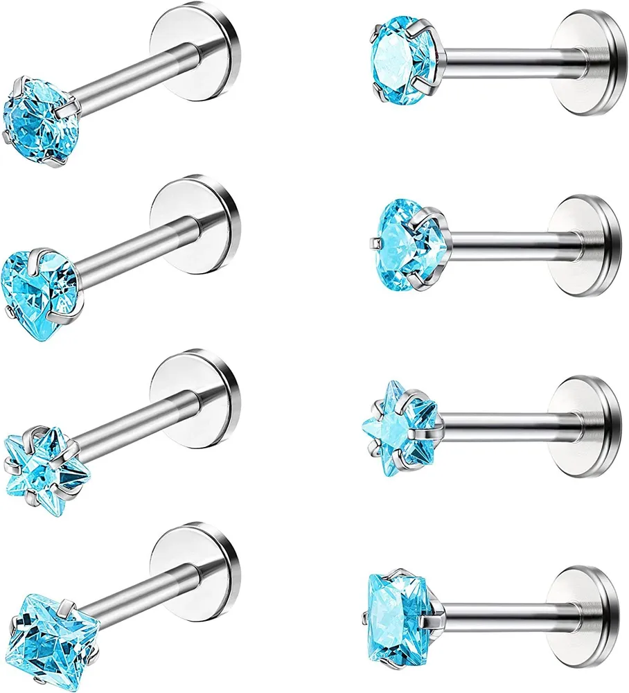 16G innerlich gefasste Labret-Stapel - Lippenringe Medusa Monroe Piercing 316L Edelstahl CZ Knorpel Tragus Piercing Vorwärts Helix Ohrringe Nasen Piercing