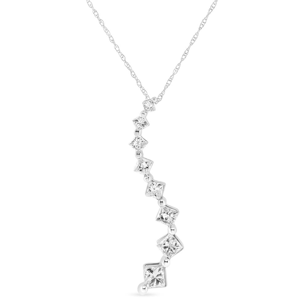 14 Karat Weißgold 2,00 Cttw Prinzessin-Schnitt und Baguette-Schnitt Diamant Journey 18