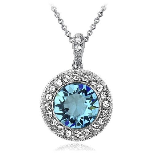 Silberton Aqua & Clear Swarovski Elemente Halo Halskette