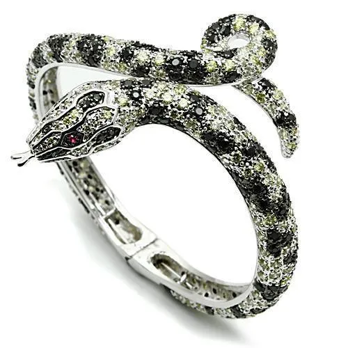 3W303 - Rhodium + Ruthenium Brass Armband mit AAA-Klasse CZ in mehrfarben