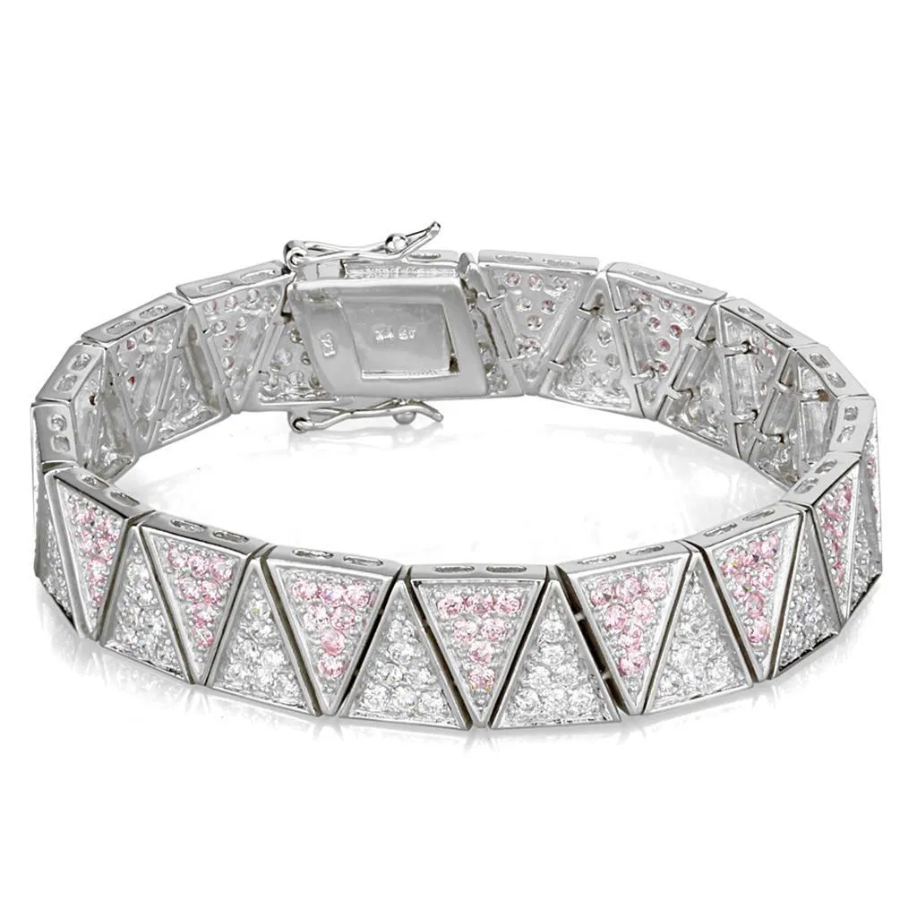LOS845 - Rhodium 925 Sterling Silber Armband mit AAA-Klasse CZ in Rose