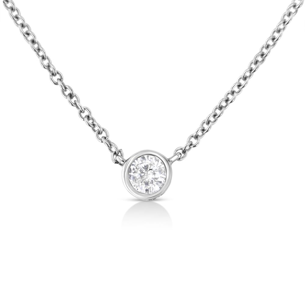10 Karat Gold 0,10 Karat Diamant Classic Bezel-Set Solitaire Anhänger Halskette mit 16