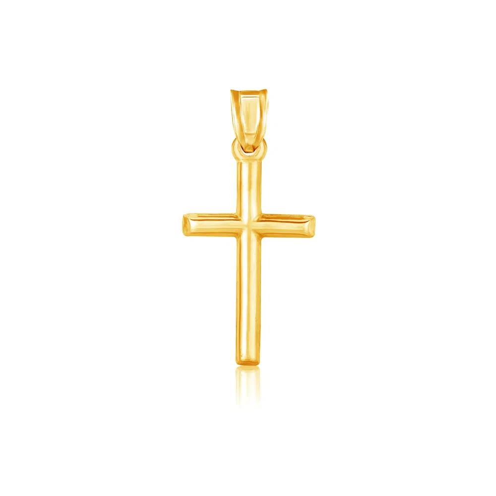 14 Karat Gelbgold High Polish Cross Anhänger
