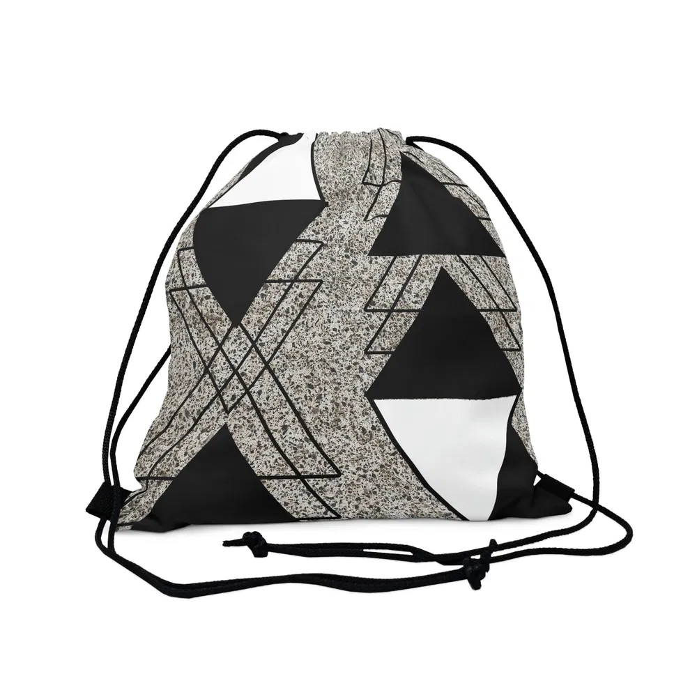 Schnurtasche, schwarz und weiß dreieckige Colorblock