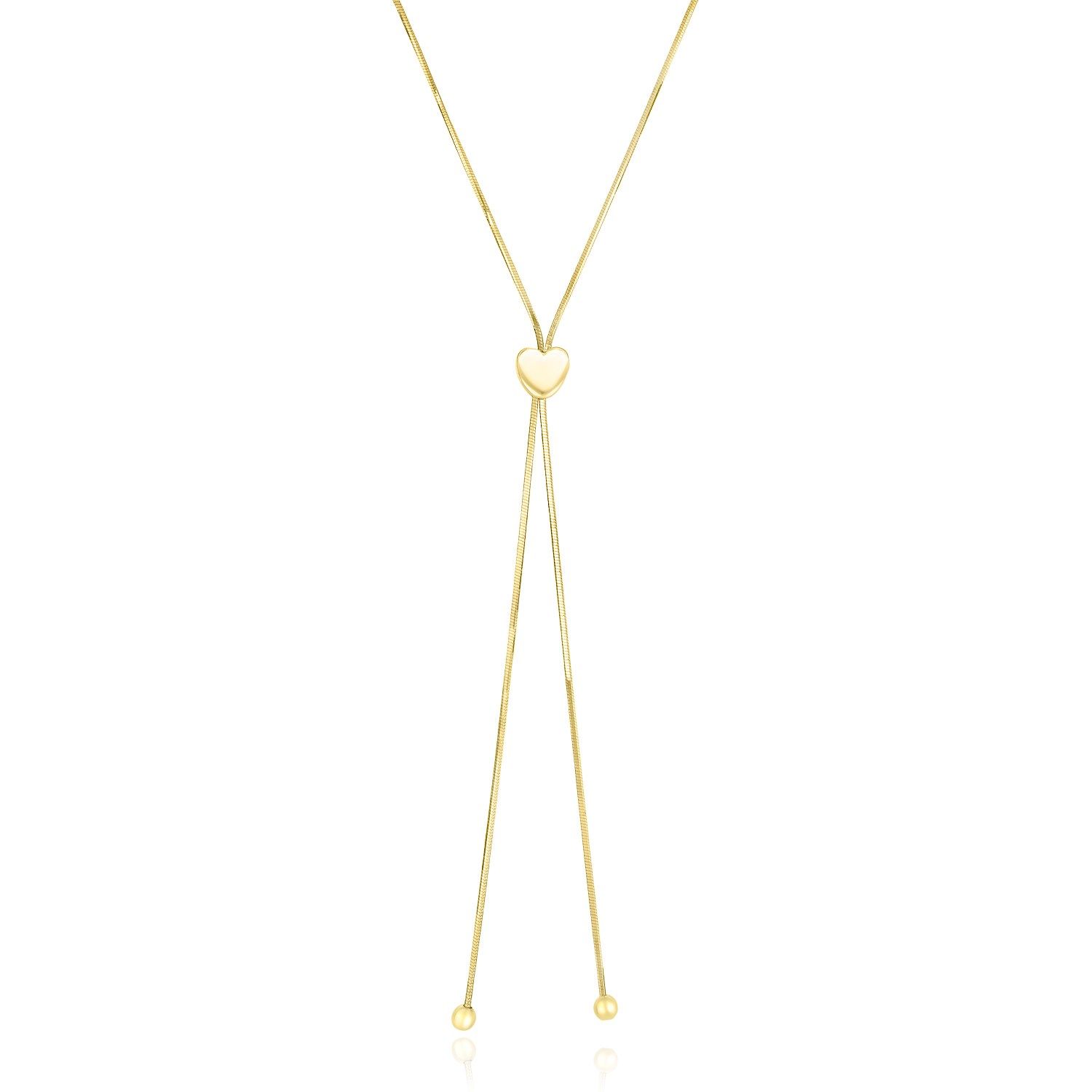 14 Karat Gelbgold verstellbares Herz-Stil Lariat Halskette