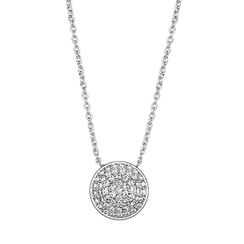 3W436 - Rhodium-Messing - Halskette mit AAA-Klasse CZ in Clear
