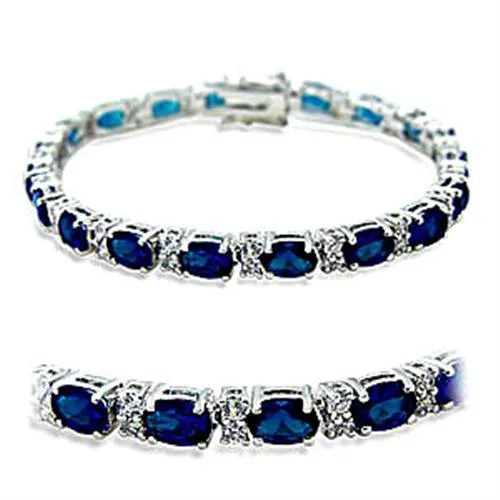 415501 - Rhodium-Messing - Armband mit synthetischem Spinel in Saphir