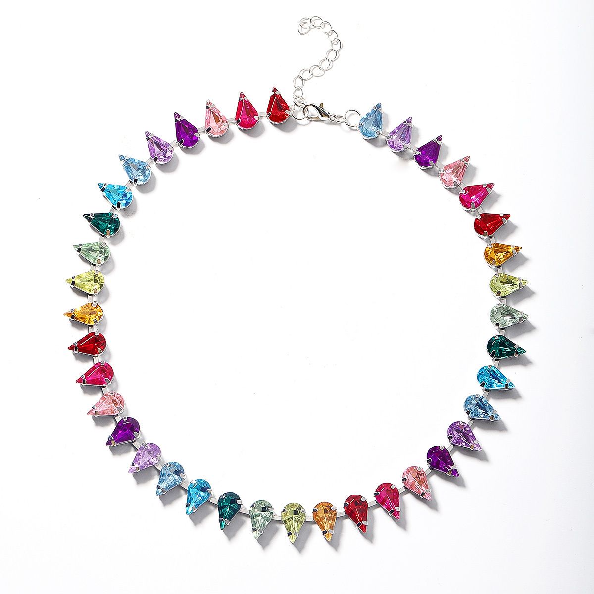 Wassertropfen Form bunte Tennis Choker Halskette einstellbarer Hals Schmuck Dekor für Frauen & Mädchen