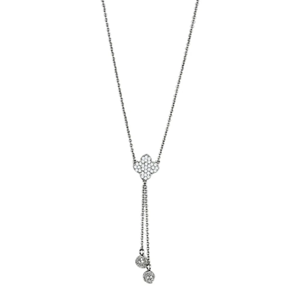 3W427 - Rhodium-Messing - Halskette mit AAA-Klasse CZ in Clear