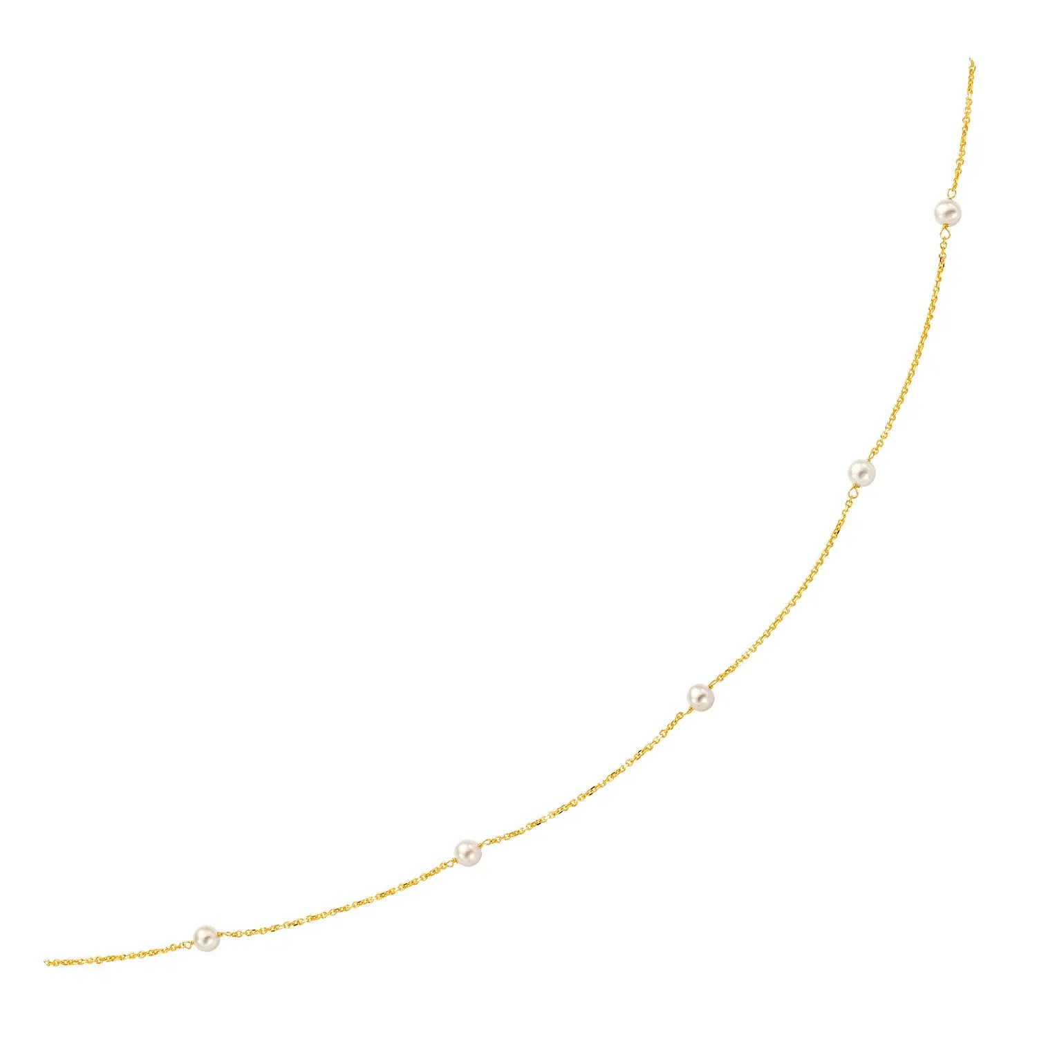 14 Karat gelbes Gold Halskette mit weißen Perlen