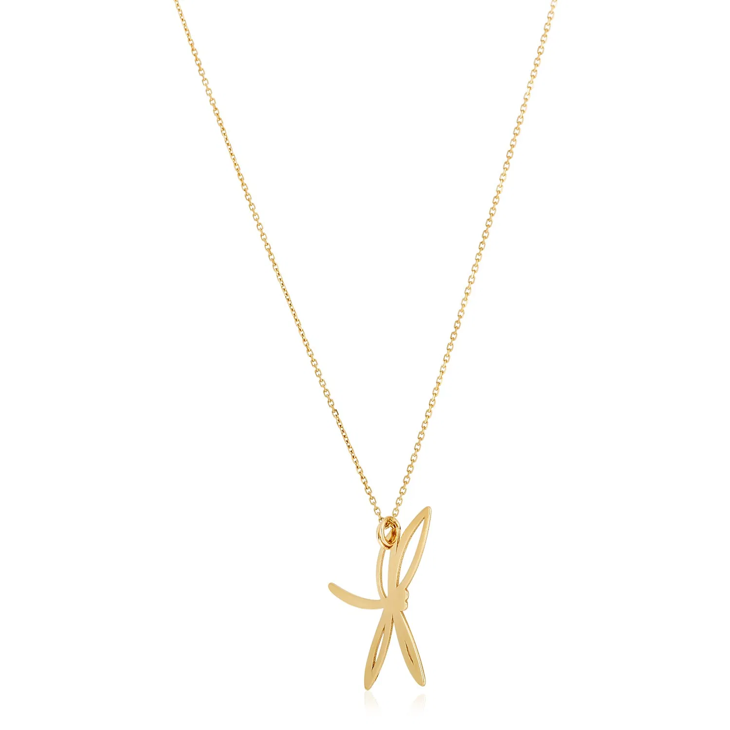 14 Karat Gelbgold High Polish Dragonfly Halskette
