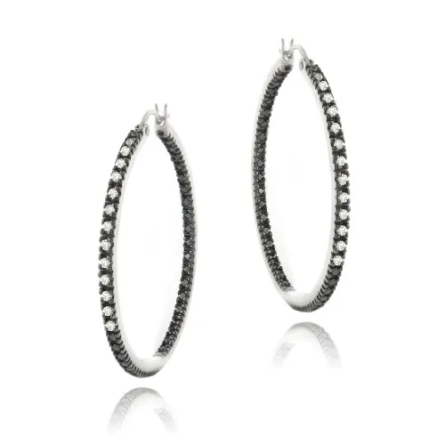 Sterling Silber 1 / 2ct Diamant 35mm Inside-Out Hoop Ohrringe