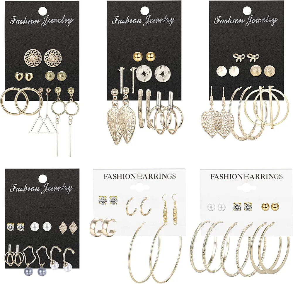 35 Paare Stud Hoop Ohrringe Set für Frauen Sortiment Multiple Crystal Dangle Drop Ohrringe Set