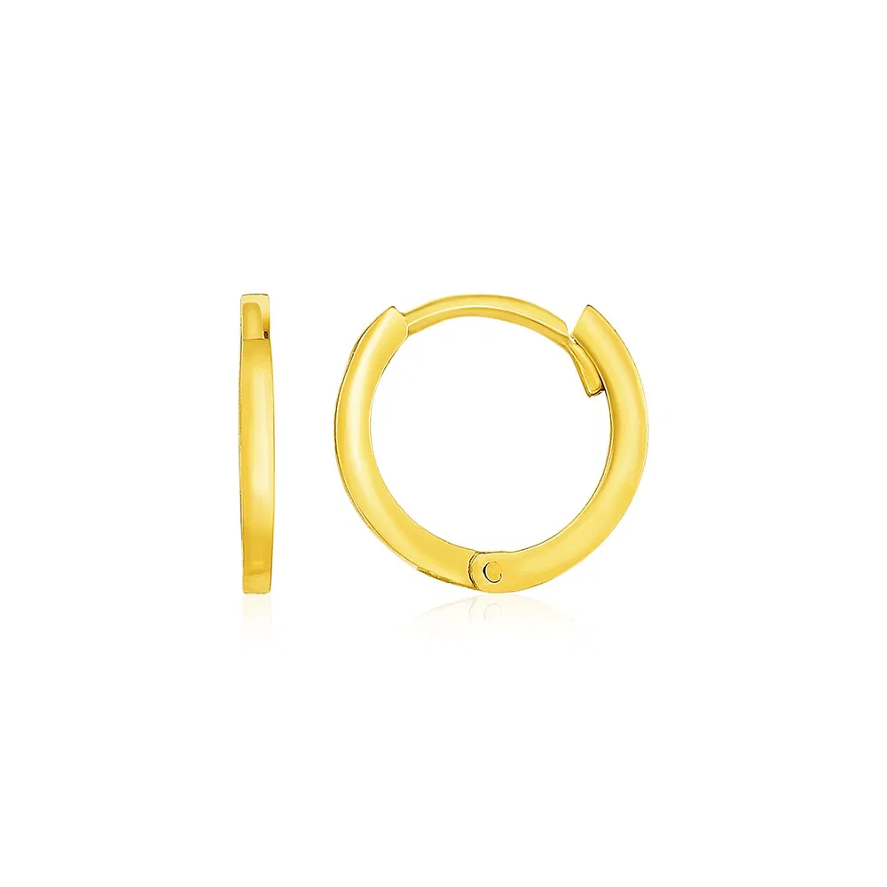14 Karat Gelbgold Kleine Polierte Round Hoop Ohrringe (1.3x11.5mm)