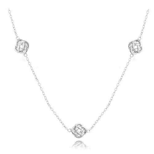 Sterling Silber Liebe Knoten Blumenkette Halskette