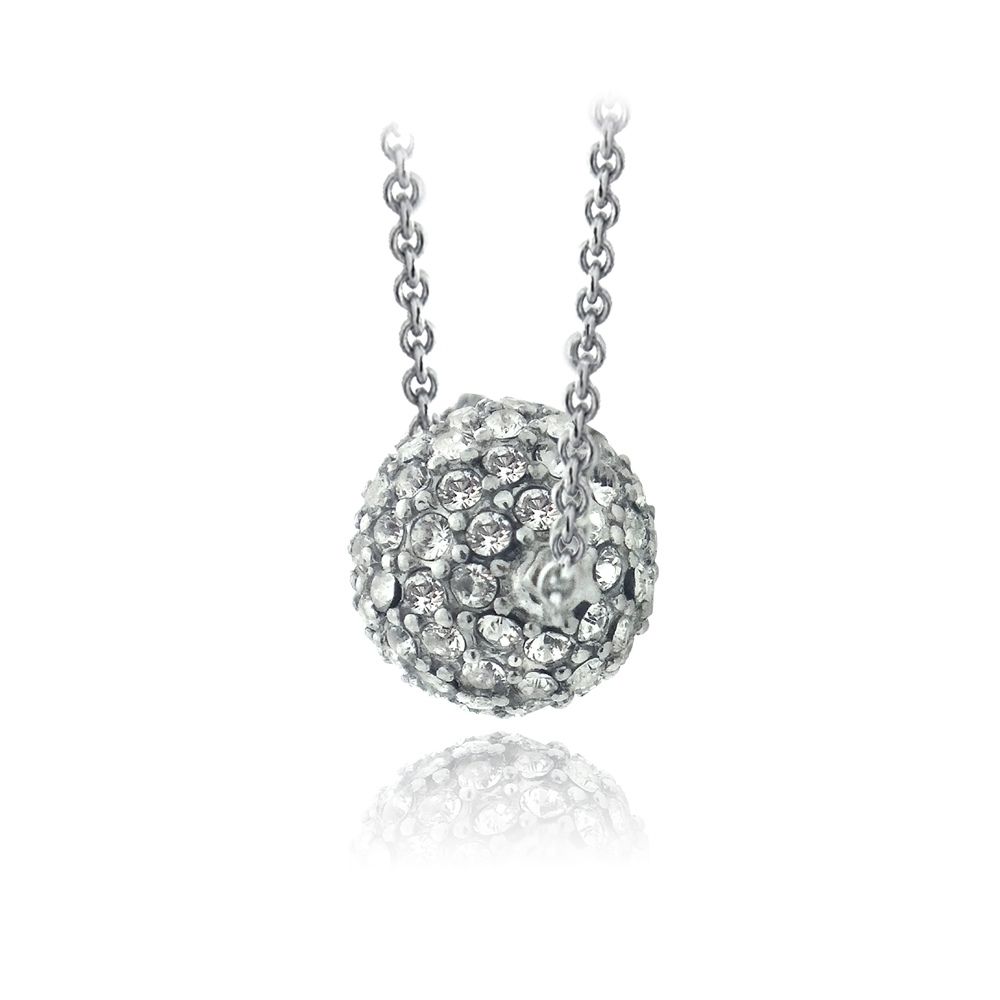 Silberton Swarovski Elemente Ball Halskette