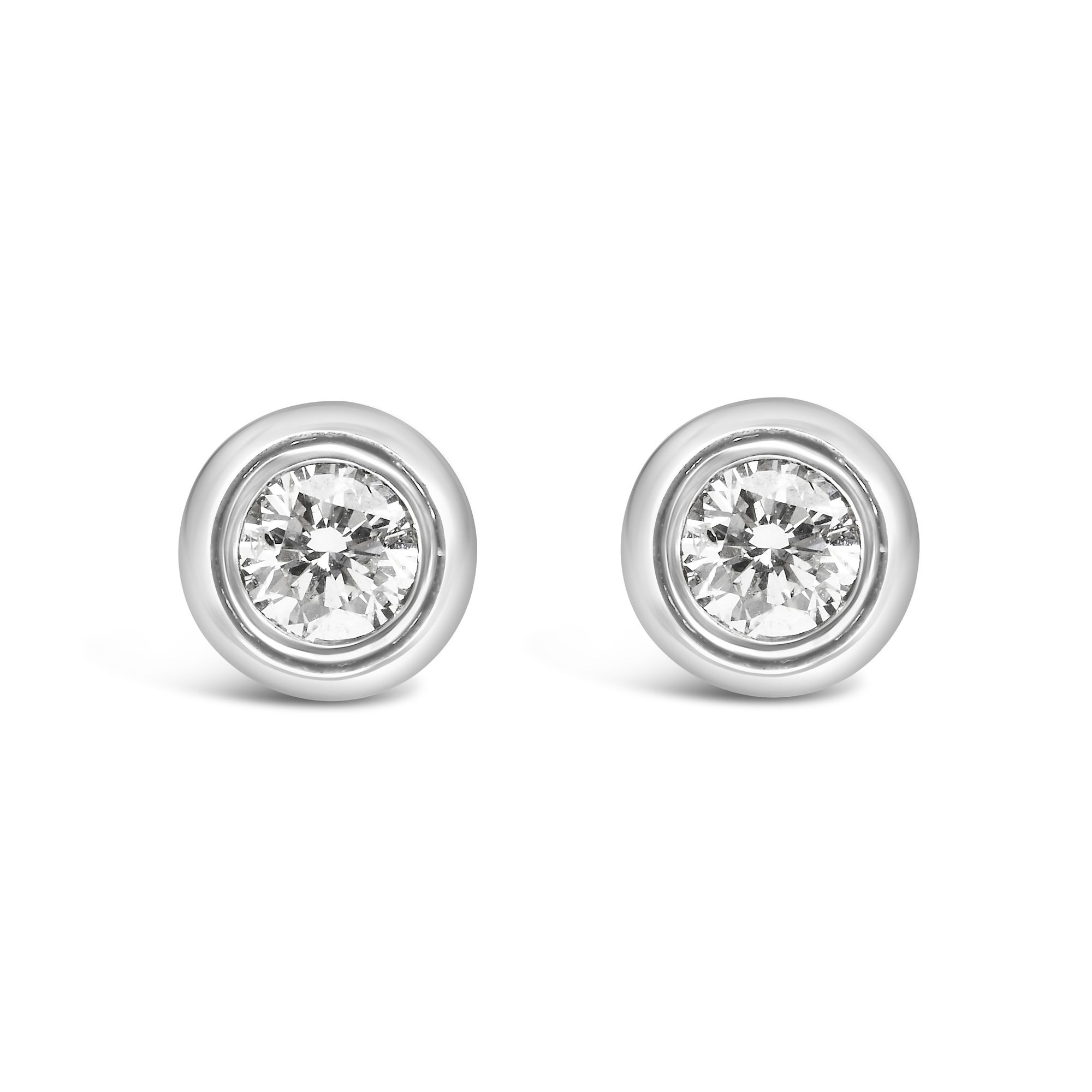 .925 Sterling Silber 1 / 5 Cttw Lab-Grown Round Brilliant-Cut Diamond Modern Bezel-Set Stud Ohrring (F-G - Farbe, VS2 - SI1 Klarheit)