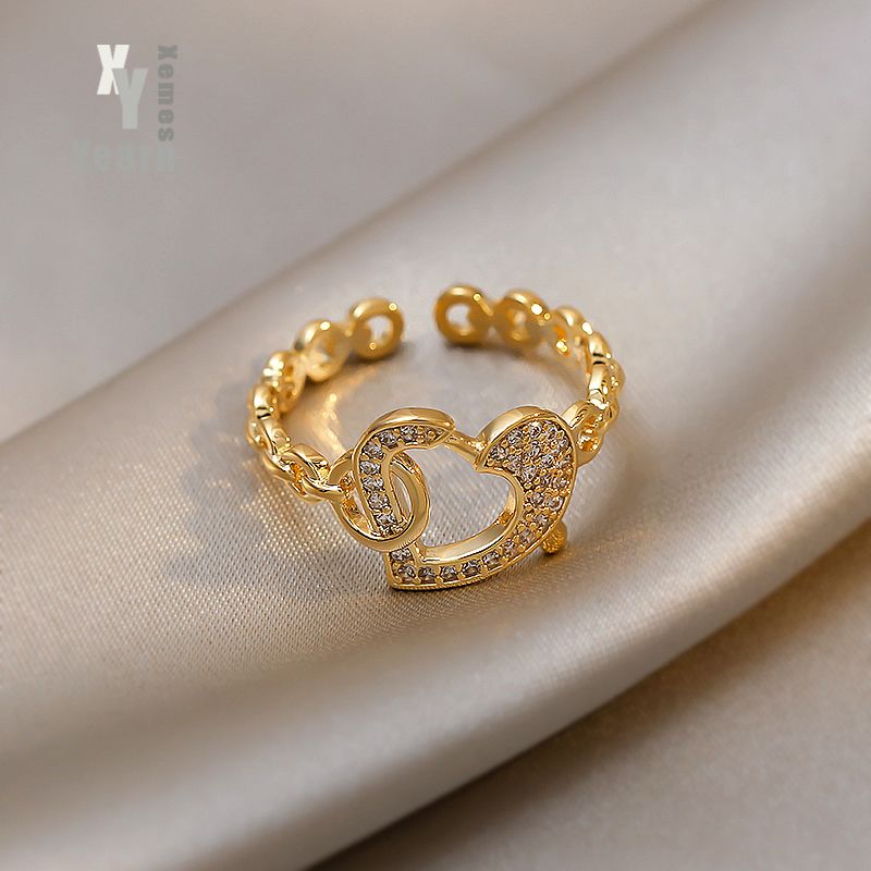 Unregelmäßiges Design Pfirsich Herz Lady Goldfarbe Ringe Koreanische Mode Schmuck Party Girls Luxus Accessoires Set Ringe für Damen