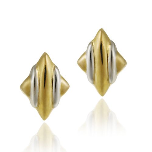 18 Karat Gold über Sterling Silber Zwei-Tone - Diamant-Form - Ohrringe