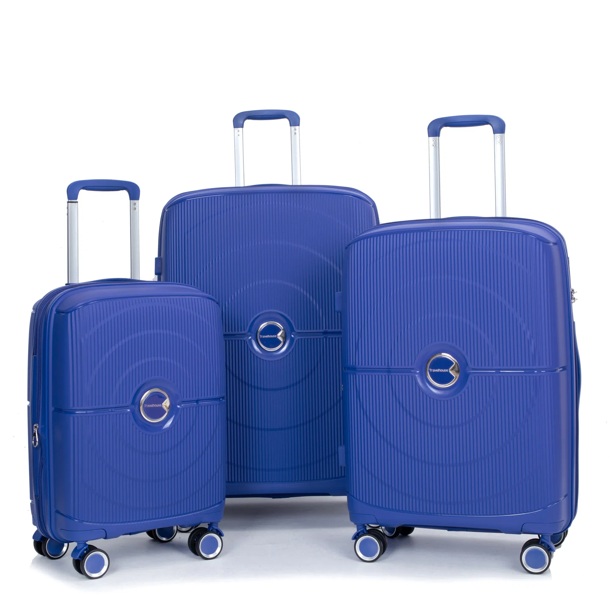 Erweiterbarer Hardshell Koffer Doppelspinner-Räder PP Gepäckset Leichtgewicht Langlebiger Koffer mit TSA-Lock, 3 - teilige Set (20 / 24 / 28), Navy