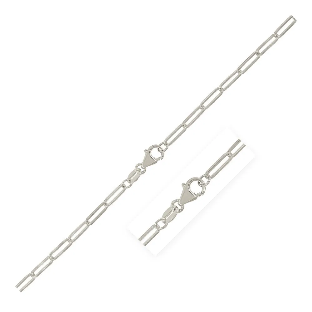 Sterling Silver Rhodium Plated Paperclip Chain (2,5 mm)