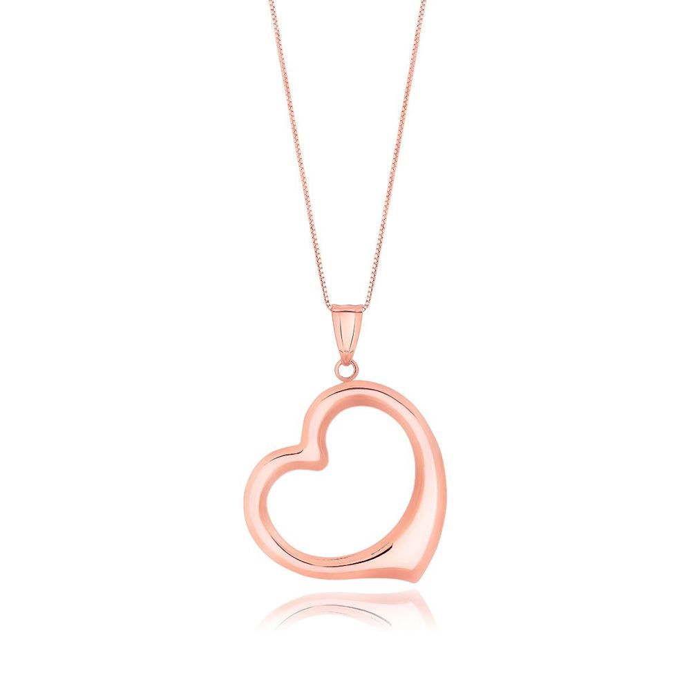 14 Karat Rose Gold Floating Heart Drop Anhänger