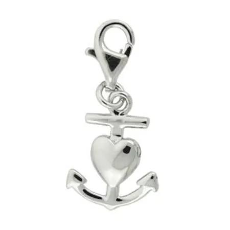 Sterling Silber poliertes Herz & Anchor Charm