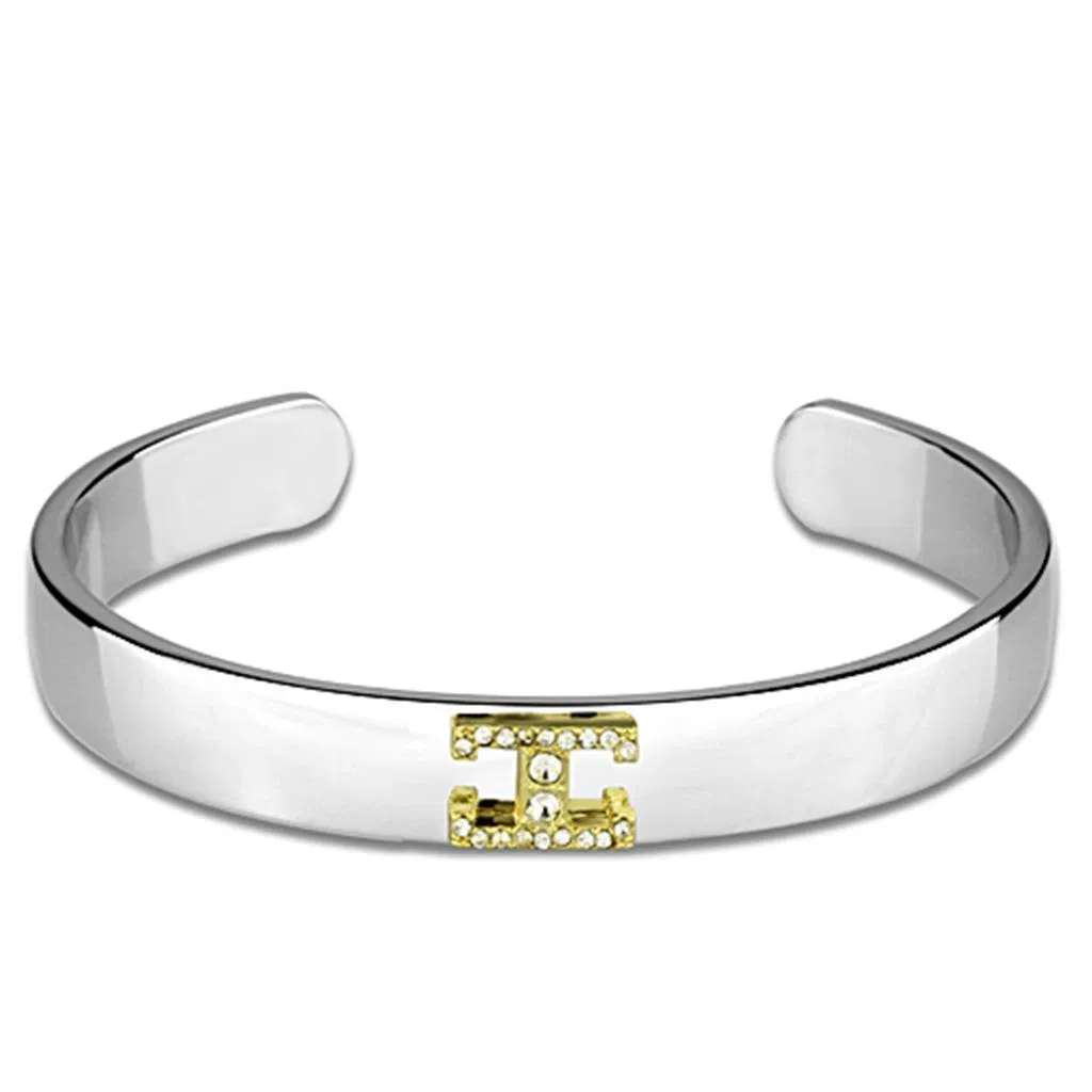 LO3619 - Umkehr Zwei-Ton - Weißmetall-Armband mit Top-Grade - Kristall in Clear