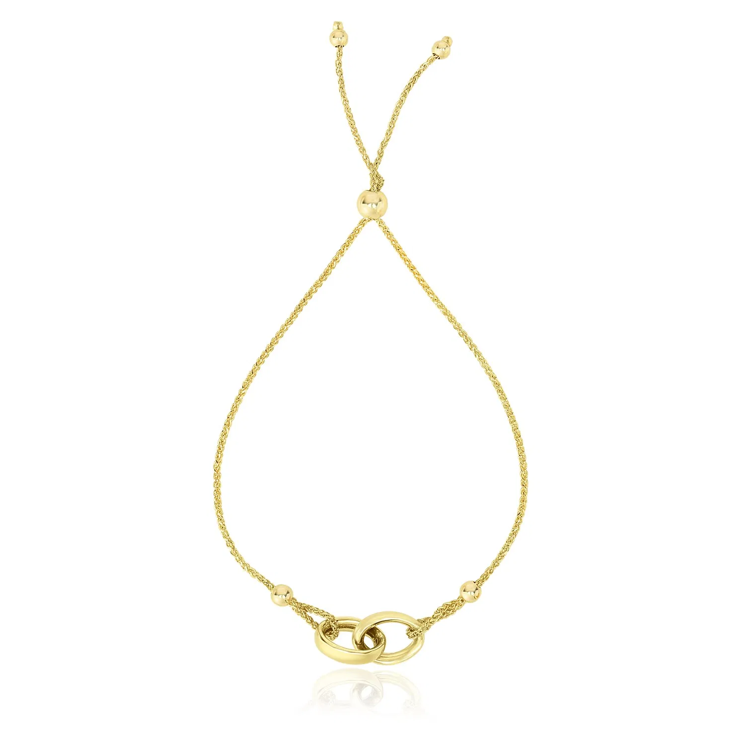 14 Karat Gelbgold Verflecht Ringe Verstellbares Lariat-Stil - Armband