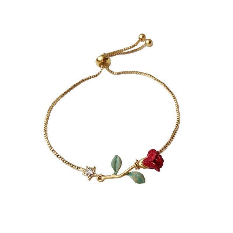 Frauen Licht Luxus Retro Hand gemalt Rose Armband