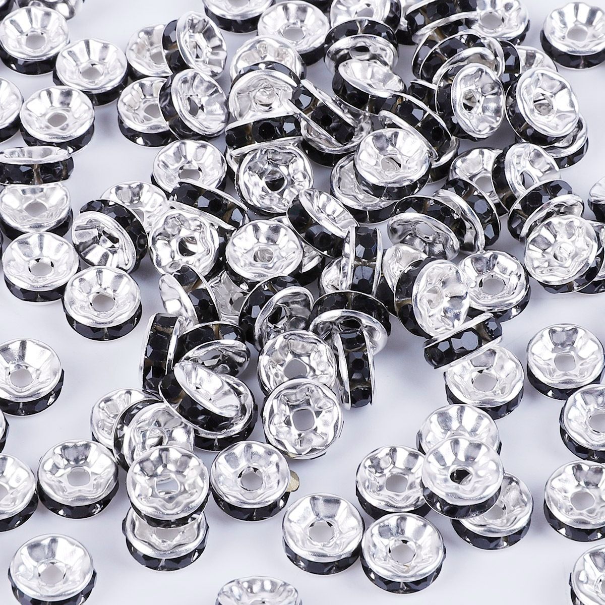 50 Stück Preis Elektro-Plating Inlaid Color Diamond Wheel Hoop Flat Stück DIY Flat Ornament Zubehör Intervall Sequin Eisen Material