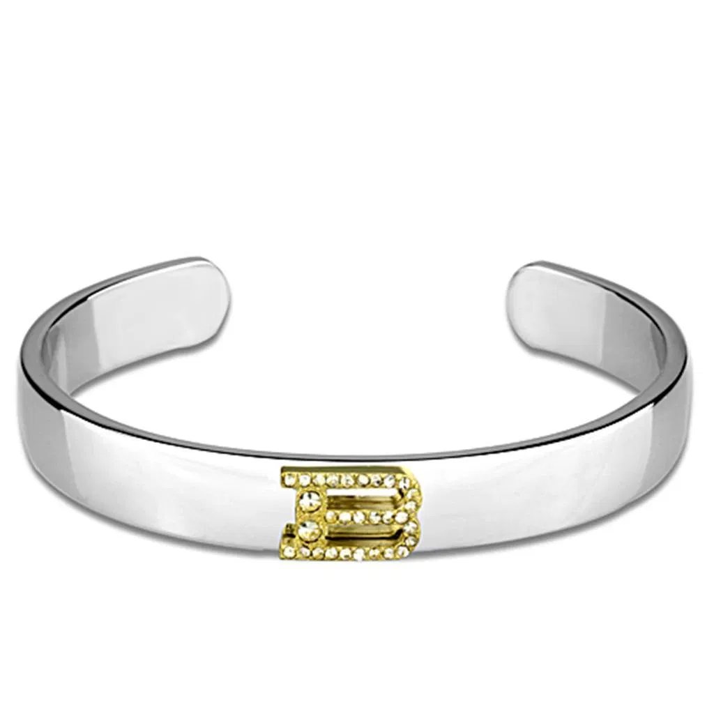 LO3612 - Umkehr Zwei-Ton - Weißmetall Armband mit Top-Grade - Kristall in Clear